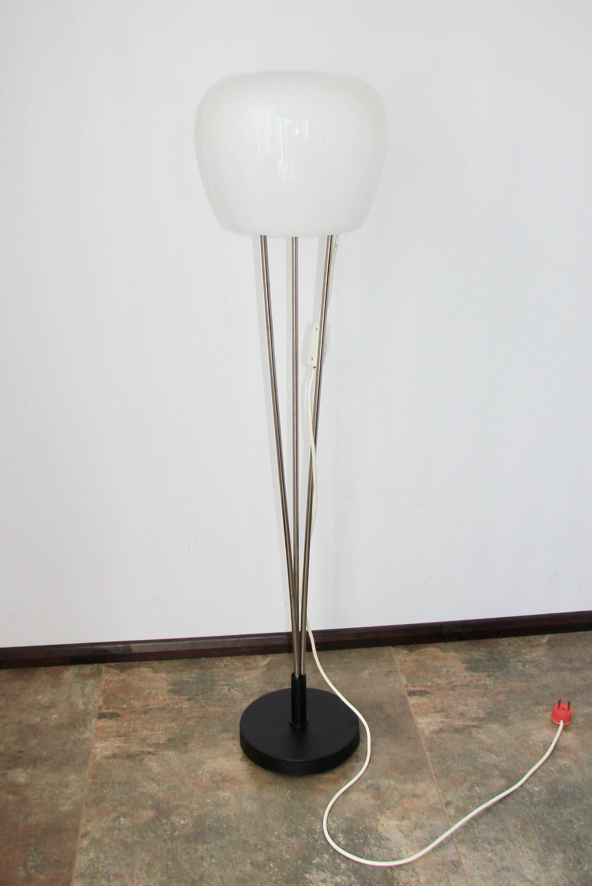 A. Gałęcki floor lamp, Poland, 1970s, metal and glass, vintage