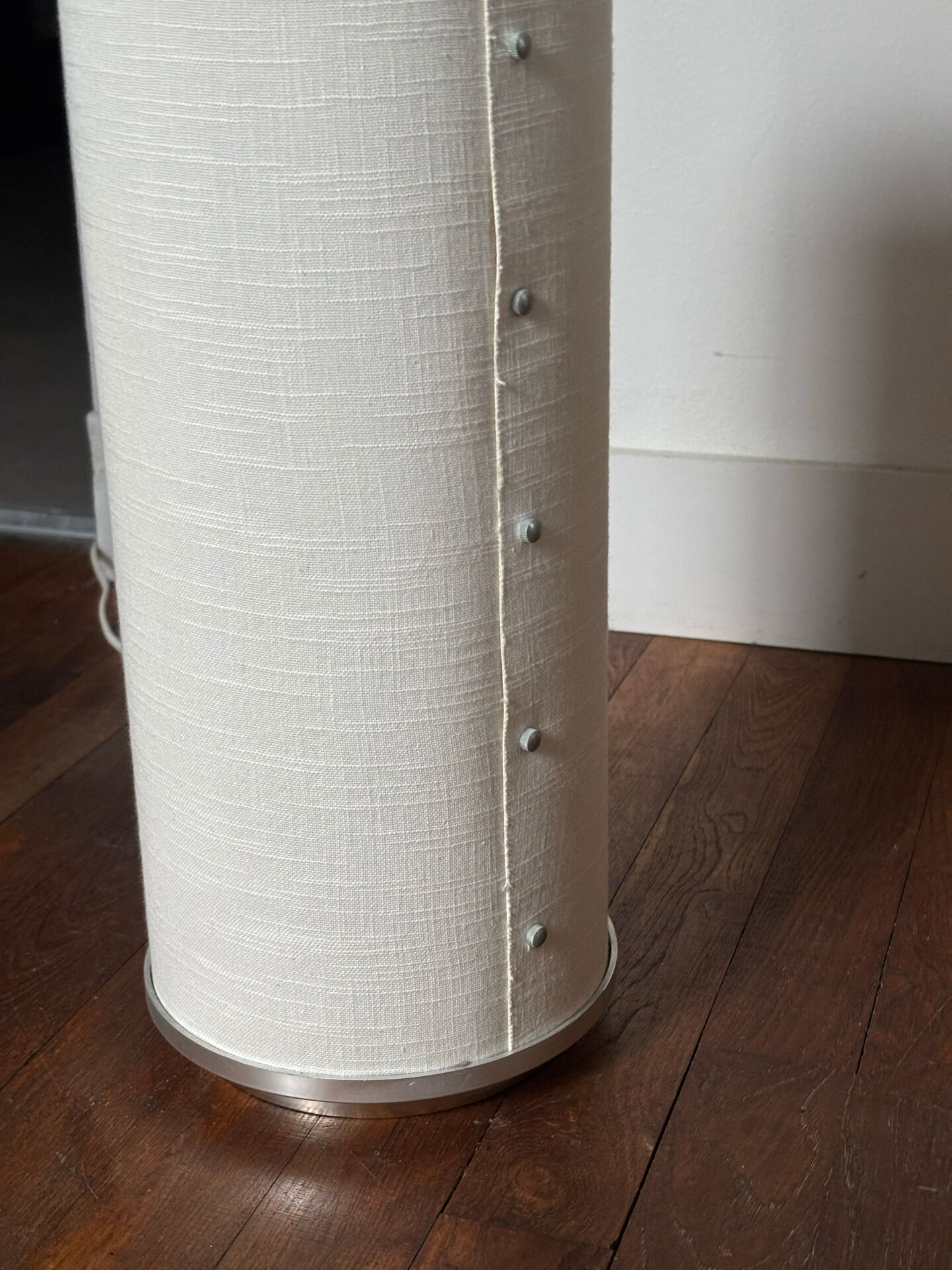 Linen and metal floor lamp