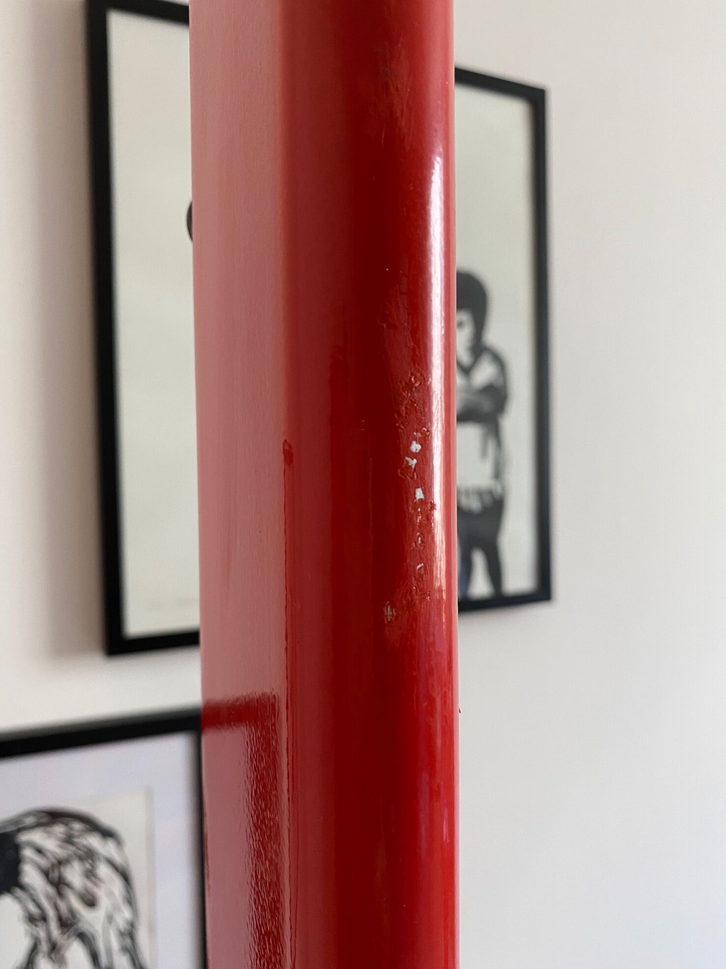 Floor lamp design 80s halogen in red metal, made in Belgium