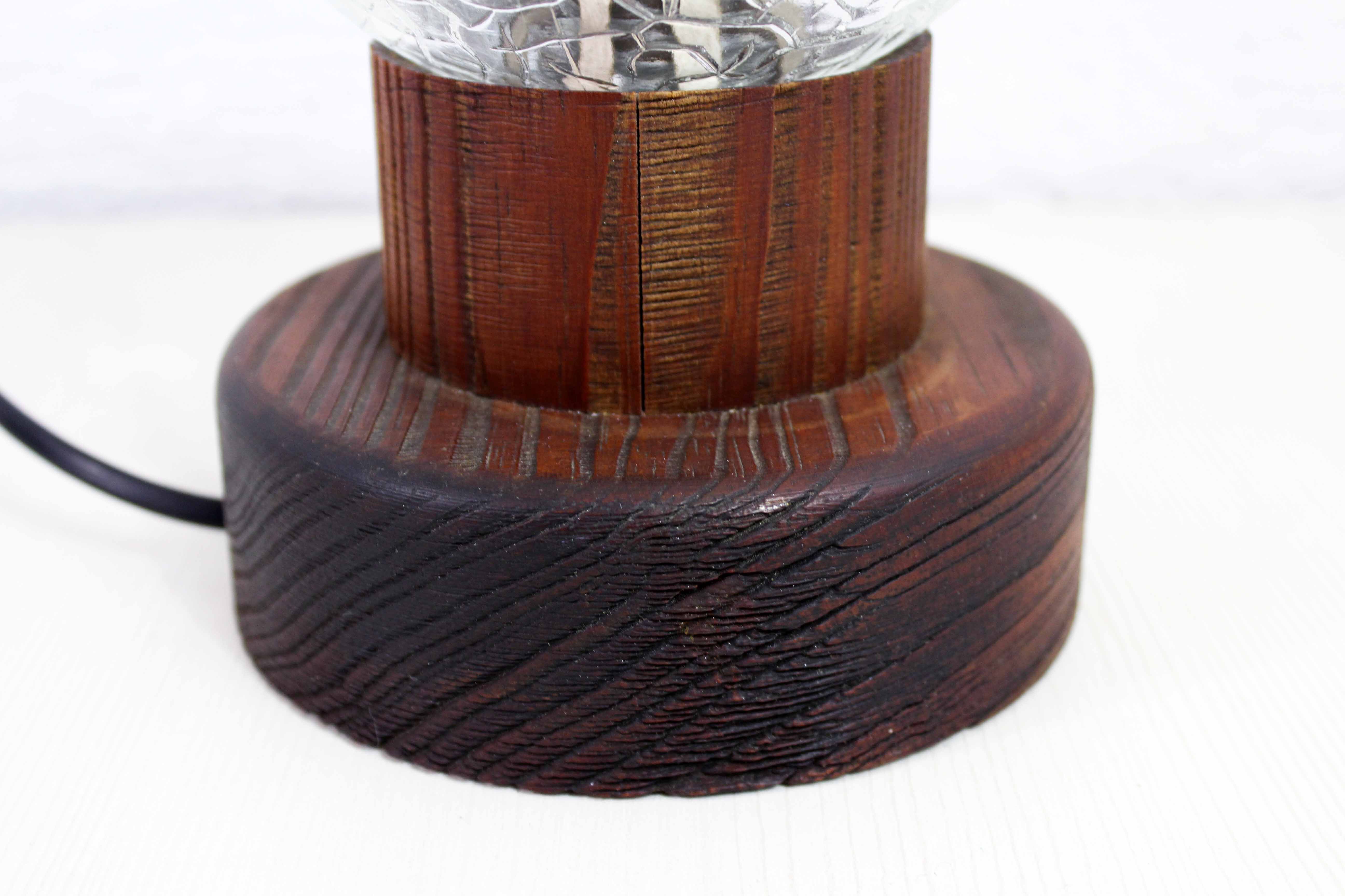 Table lamp in wood and glass