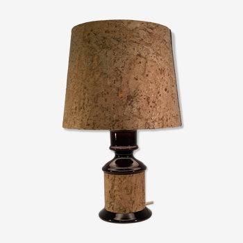 Cork and glass midcentury German desk or table lamp