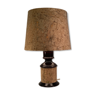 Cork and glass midcentury German desk or table lamp