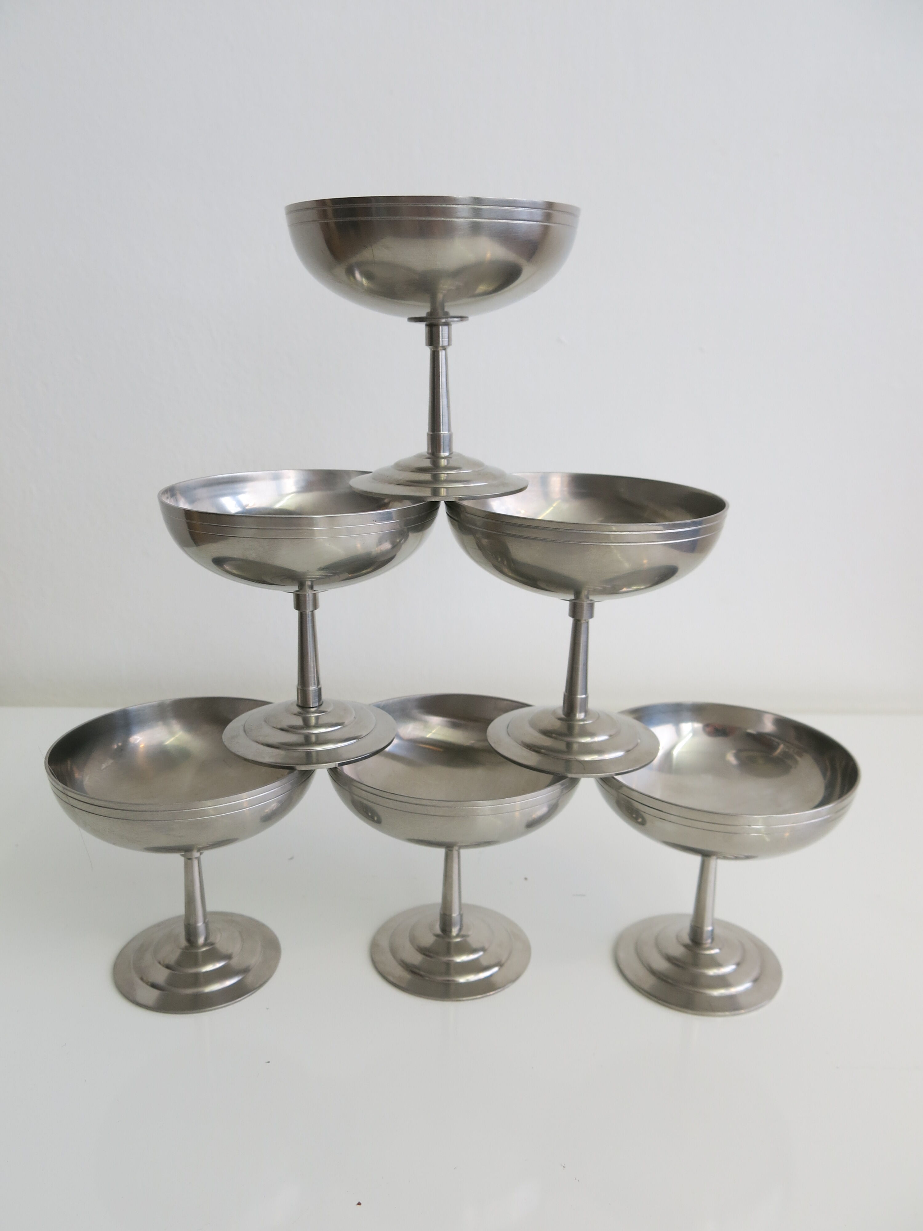 Set of six stainless steel ice cups by Letang Rémy