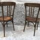 Pair of brasserie bistro chairs with seashell on seat