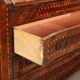Antique drop-leaf cabinet in various types of wood, Italy, 18th century.