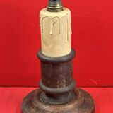 Pied de lampe Napoléon III en bois et polychromie dorée
