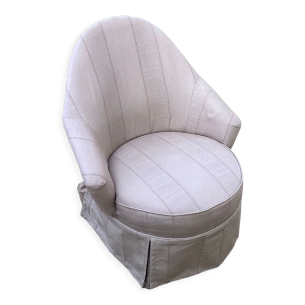 Fauteuil crapaud en toile vintage 1970