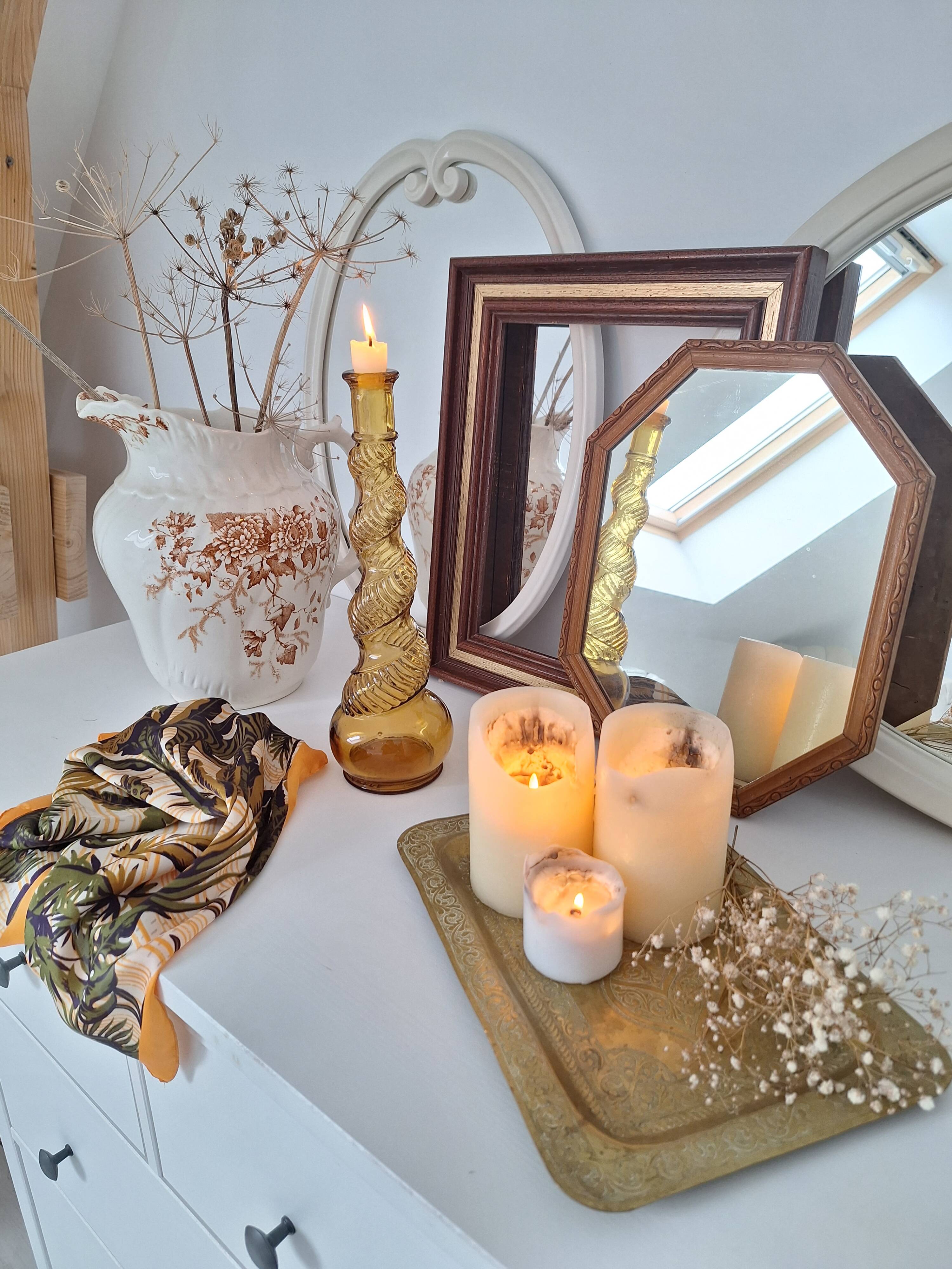 Vintage amber candle holder