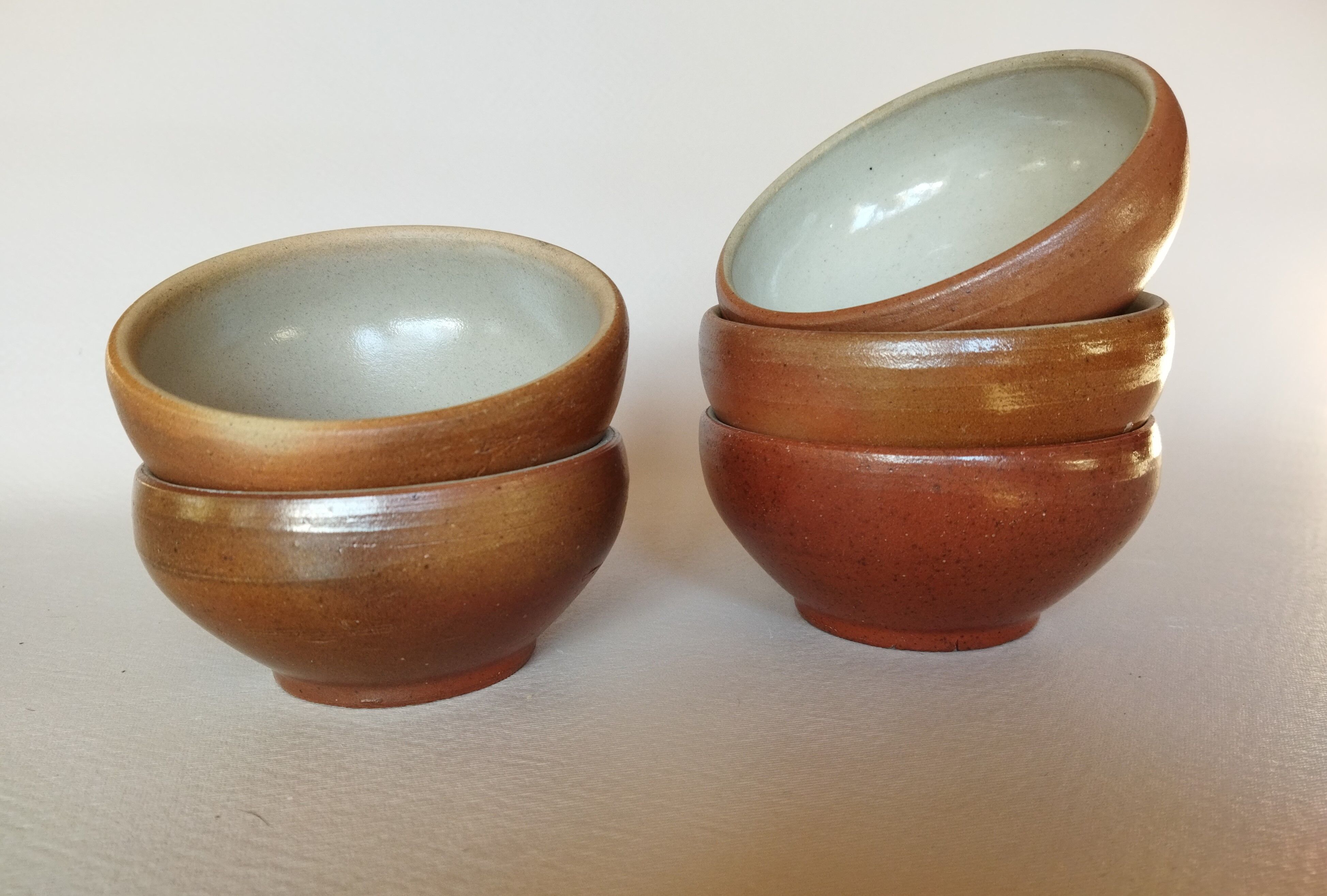 Set of 5 bowls in glazed stoneware size 00