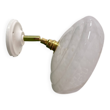 Vintage wall lamp with white clichy glass shade