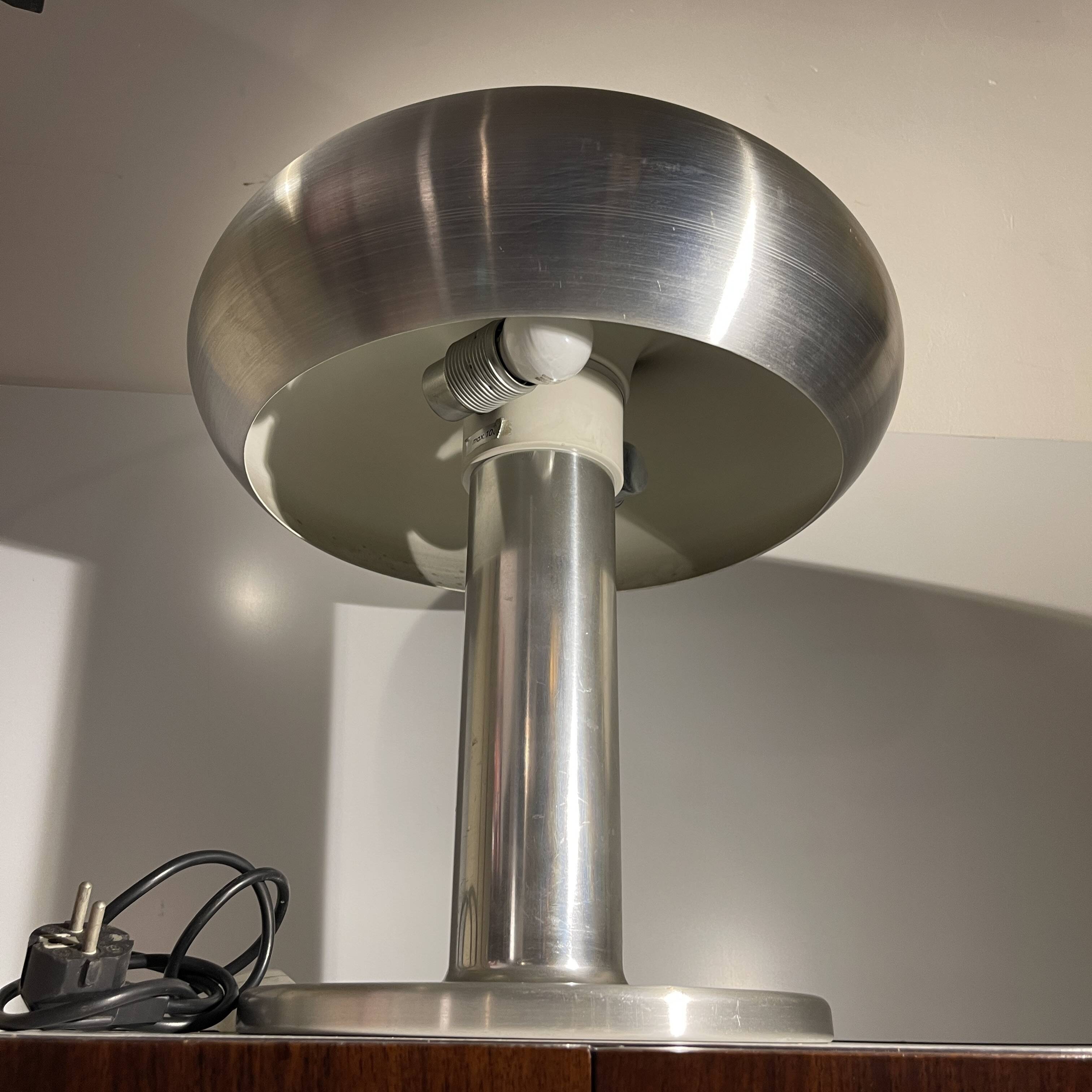 Lampe 'Donut' aluminium brossé, Design Space Age, ca 1960