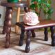 Pair of vintage solid turned wood footstools