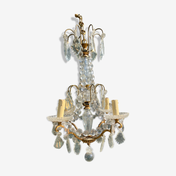 Chandelier with bronze and crystal grapevines