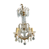 Chandelier with bronze and crystal grapevines