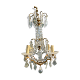 Chandelier with bronze and crystal grapevines