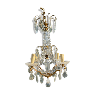 Chandelier with bronze and crystal grapevines