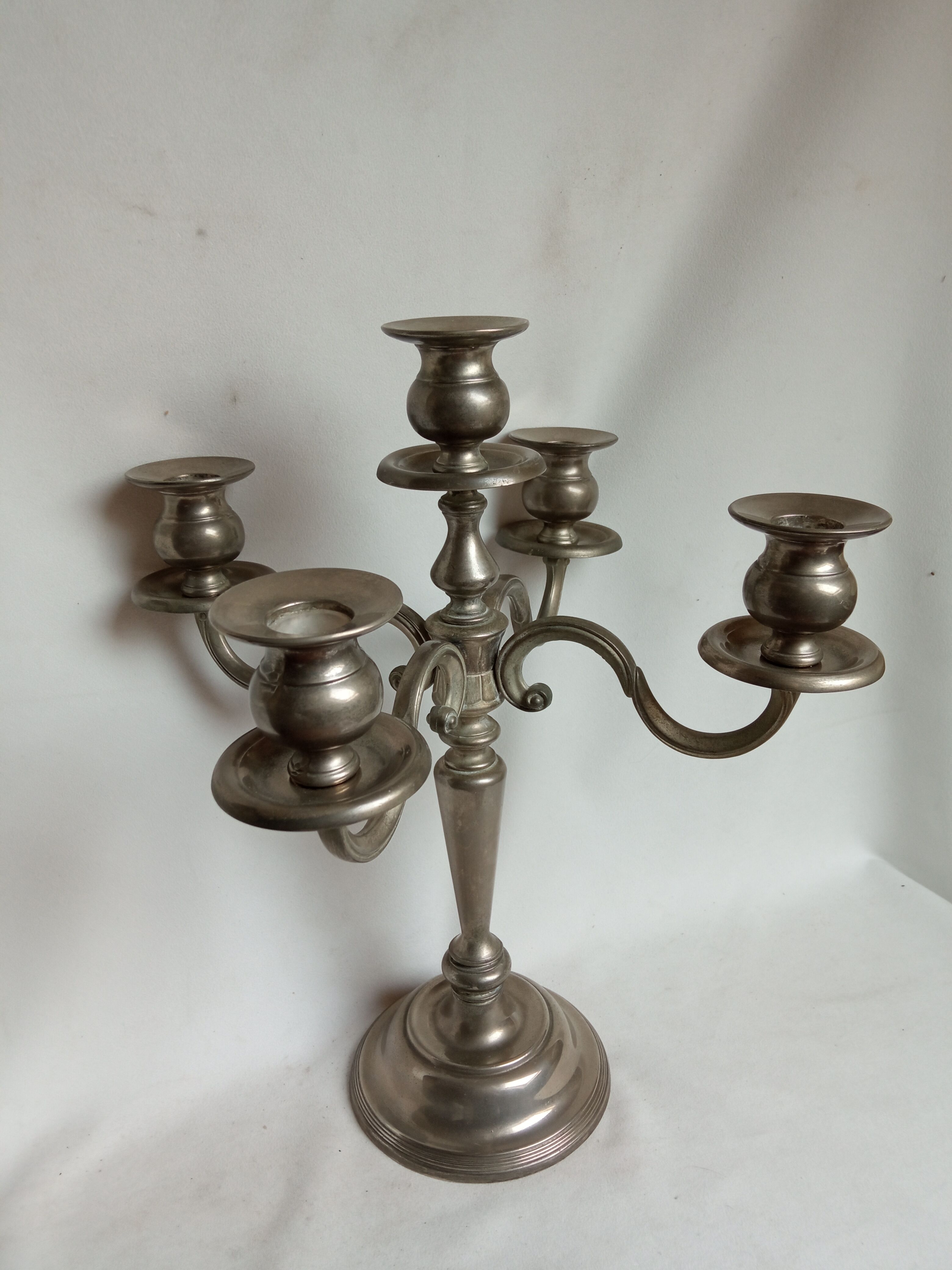 Candle holder 5 lights in silver metal