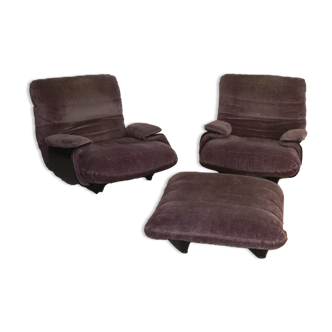 Michel Ducaroy line Roset model Marsala 2 armchair, 1 pouf