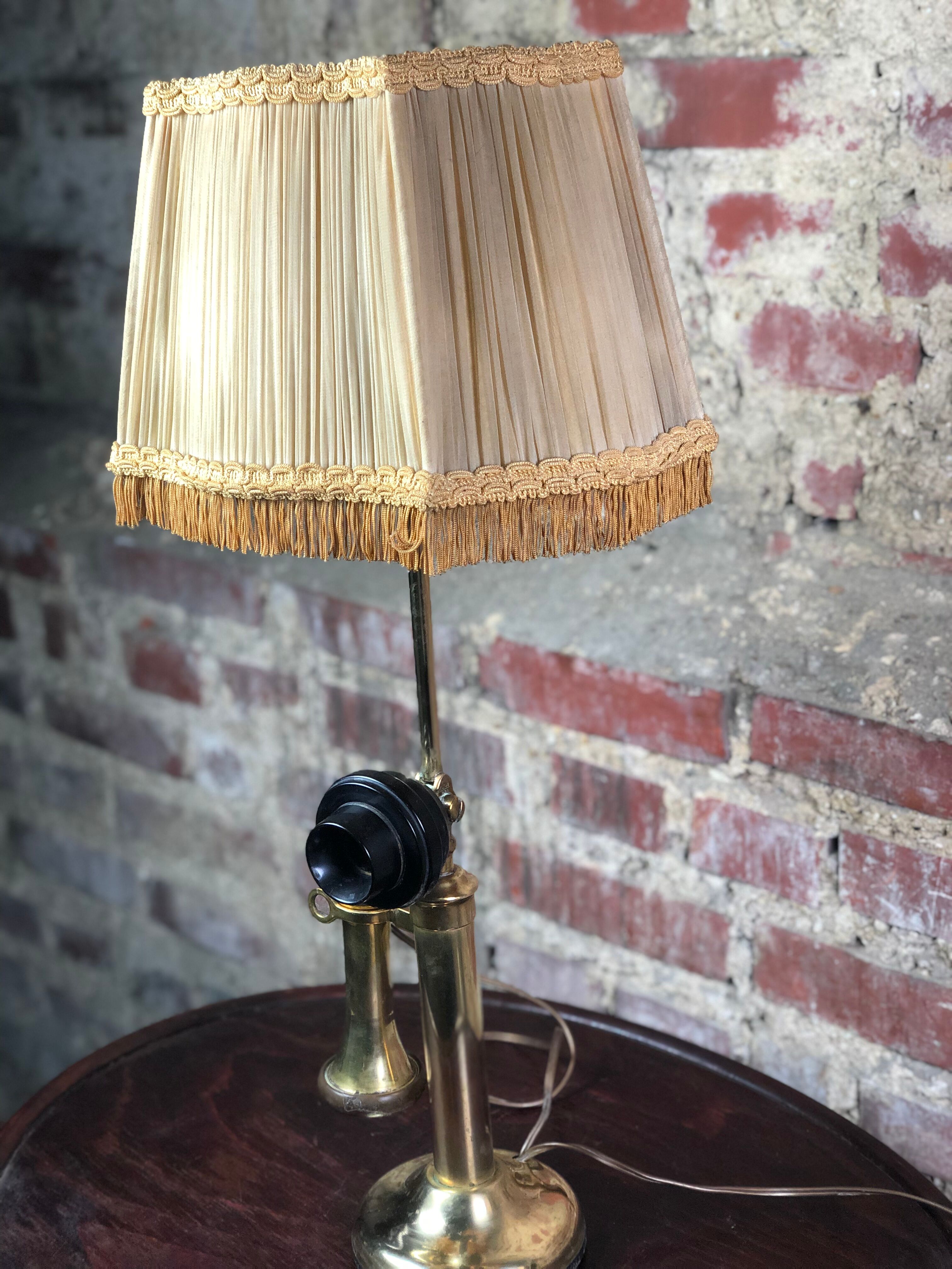 Old copper column telephone lamp 1910s
