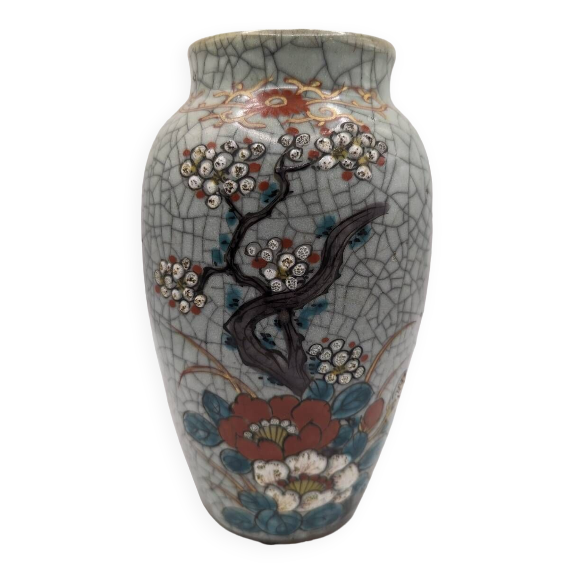 Asian ceramic vase with classic floral pattern