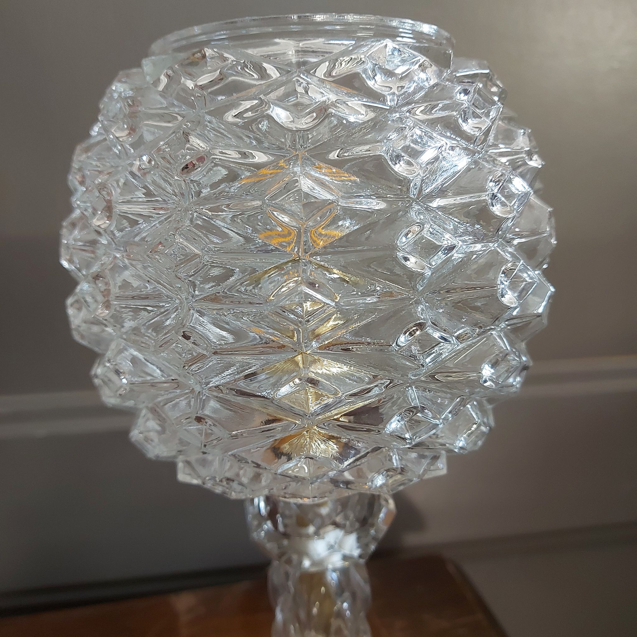Lampe diamant en verre transparent