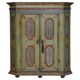European Hand-Painted Wardrobe in Solid Oak circa 1800