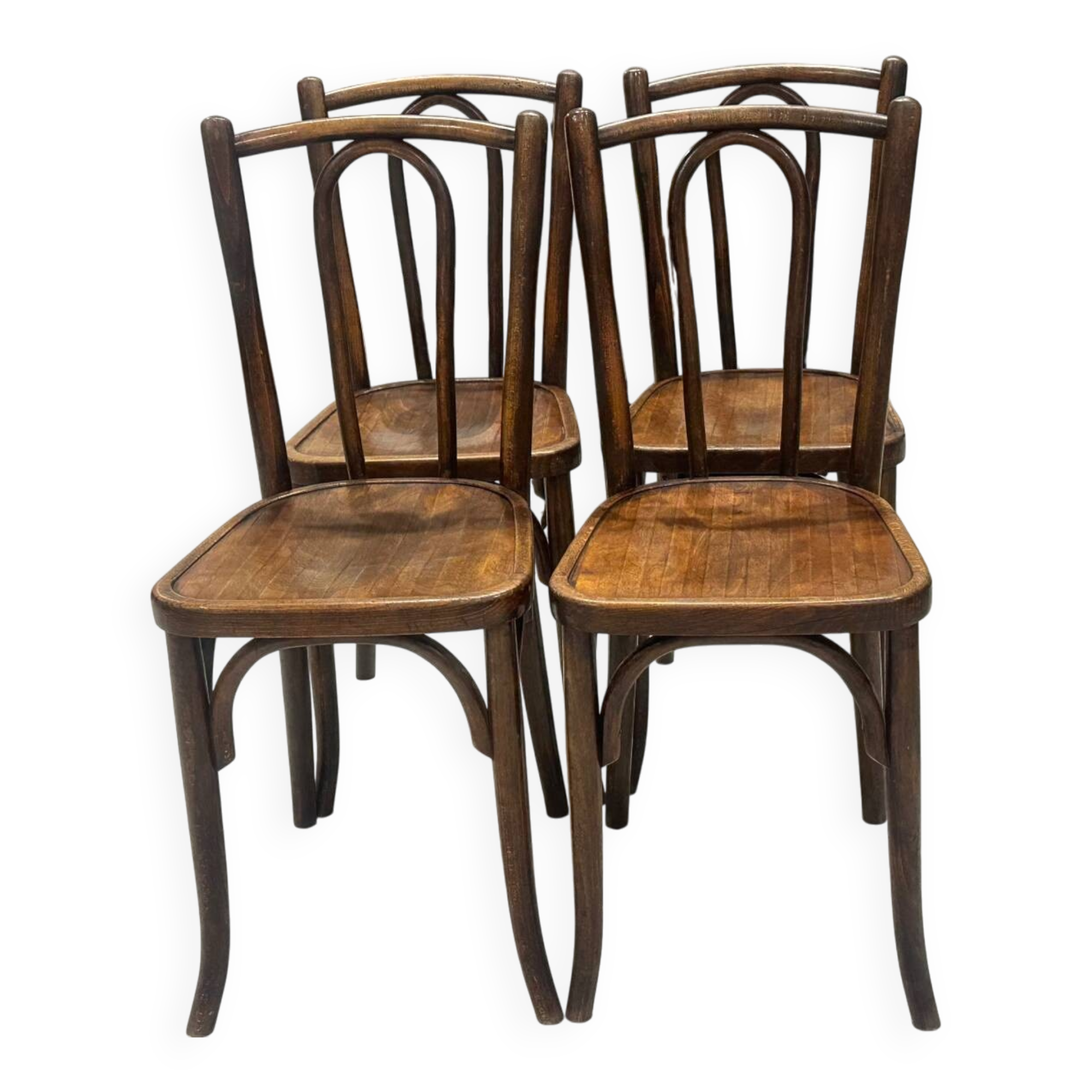 Suite de 4 chaises de Bistrot Baumann années 1930