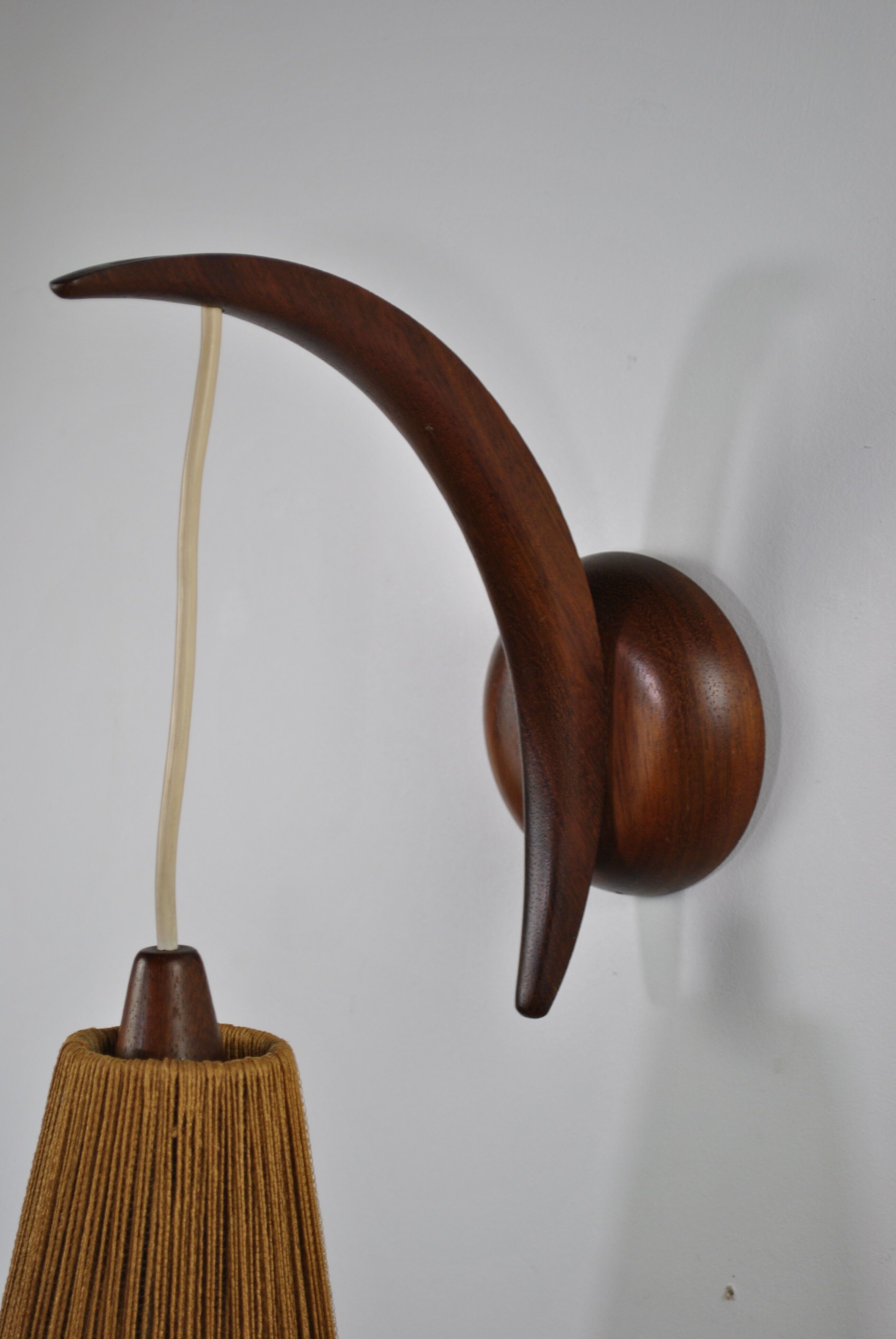 Wall lamp with rope lampshade by ER Nele for Temde, Switzerland, 1960