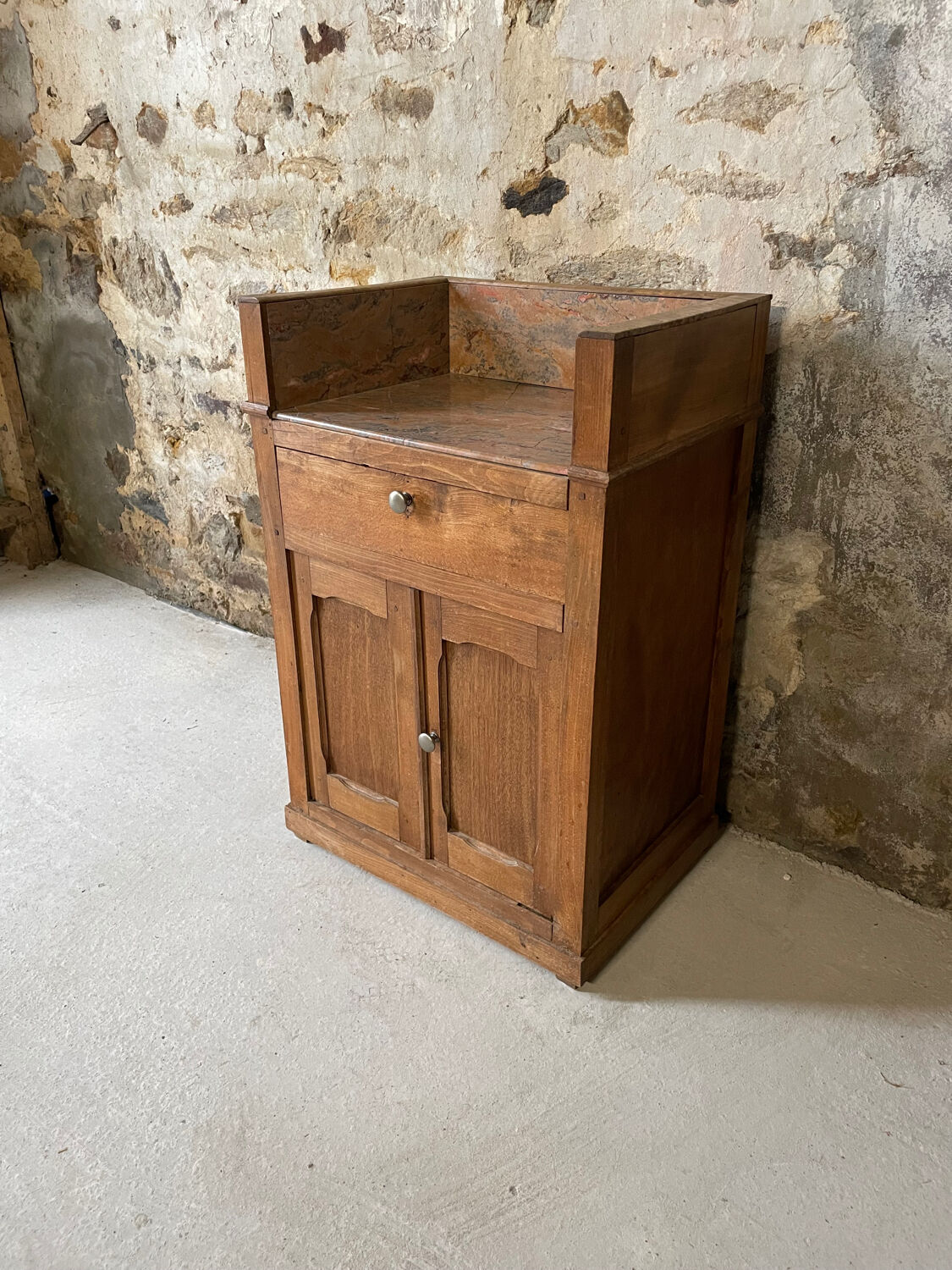 Meuble ancien bois et marbre