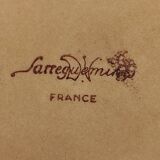 French vintage Majolica plate decorated with apples, in barbotine of Sarreguemines