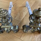 Chenets anciens en bronze et fonte