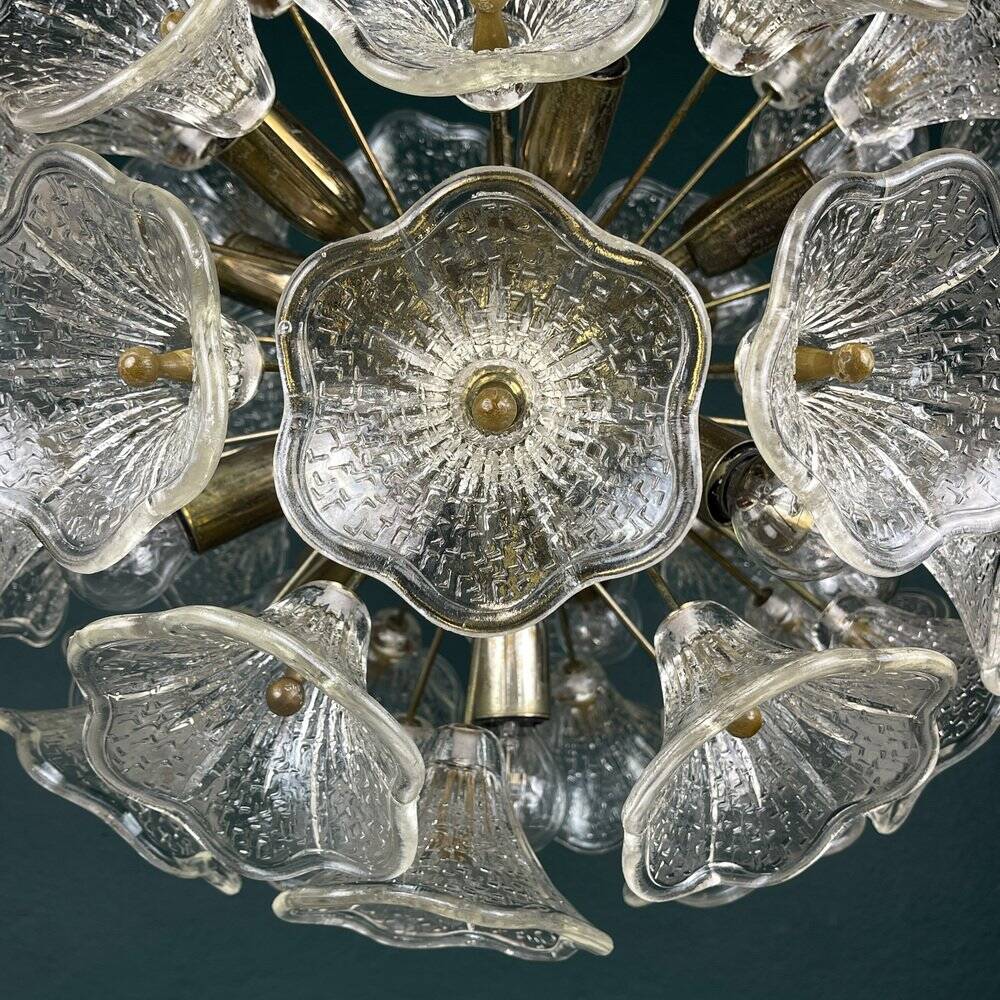 Large Sputnik flower pendant in Murano by Paolo Venini for Veart, Italy, 1960s.