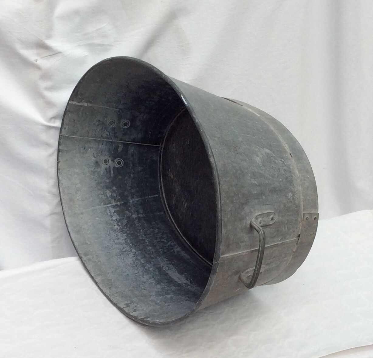 Old zinc basin oval shape with two handles