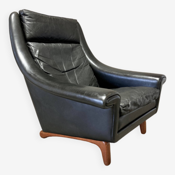 Fauteuil aage christiansen cuir noir 1950.