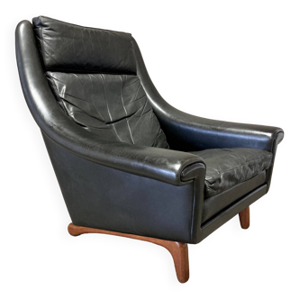 Aage christiansen black leather armchair 1950.