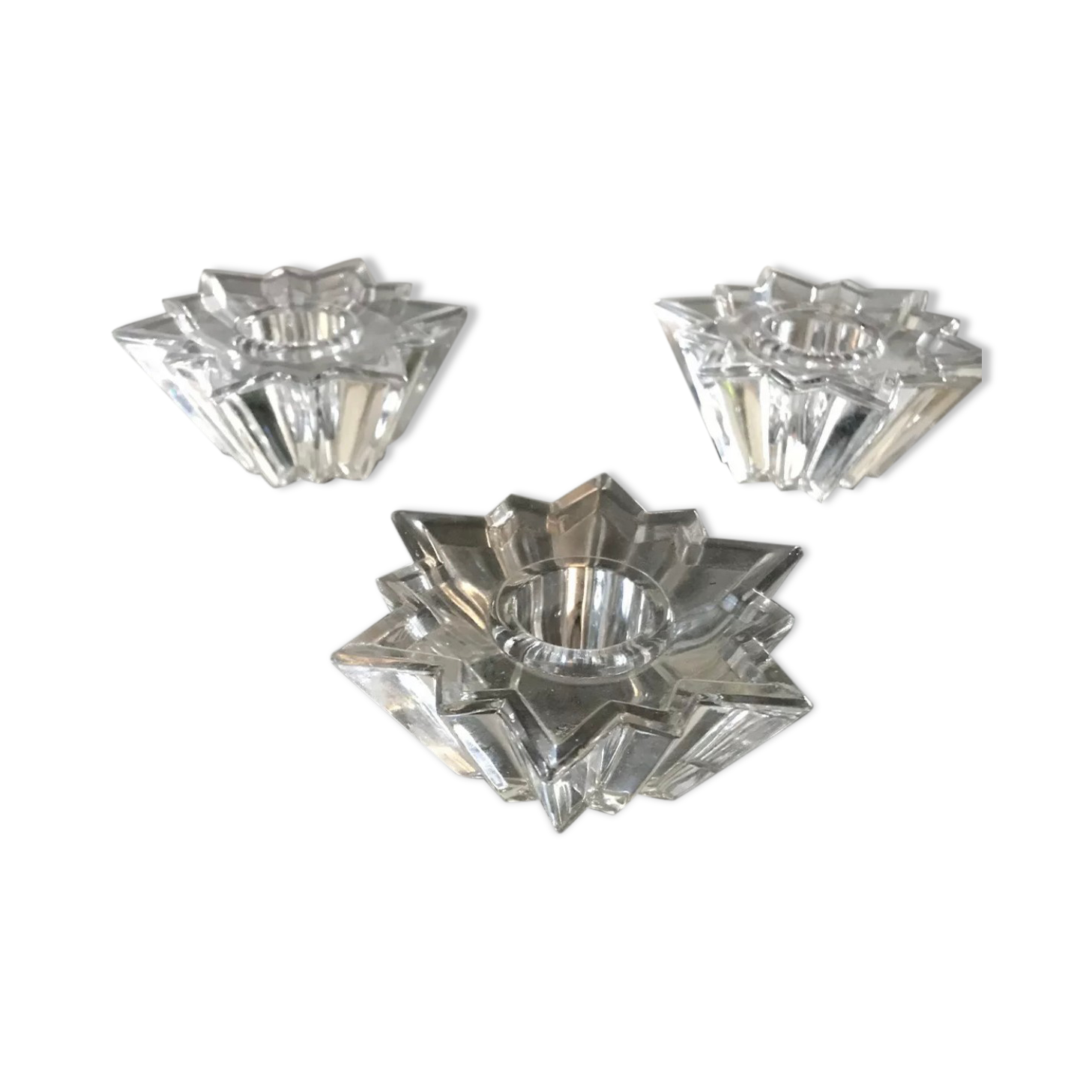 Set of 3 vintage table candle holders star shape