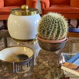 Hollywood regency white ceramic bucket, Italy, ca. 1970