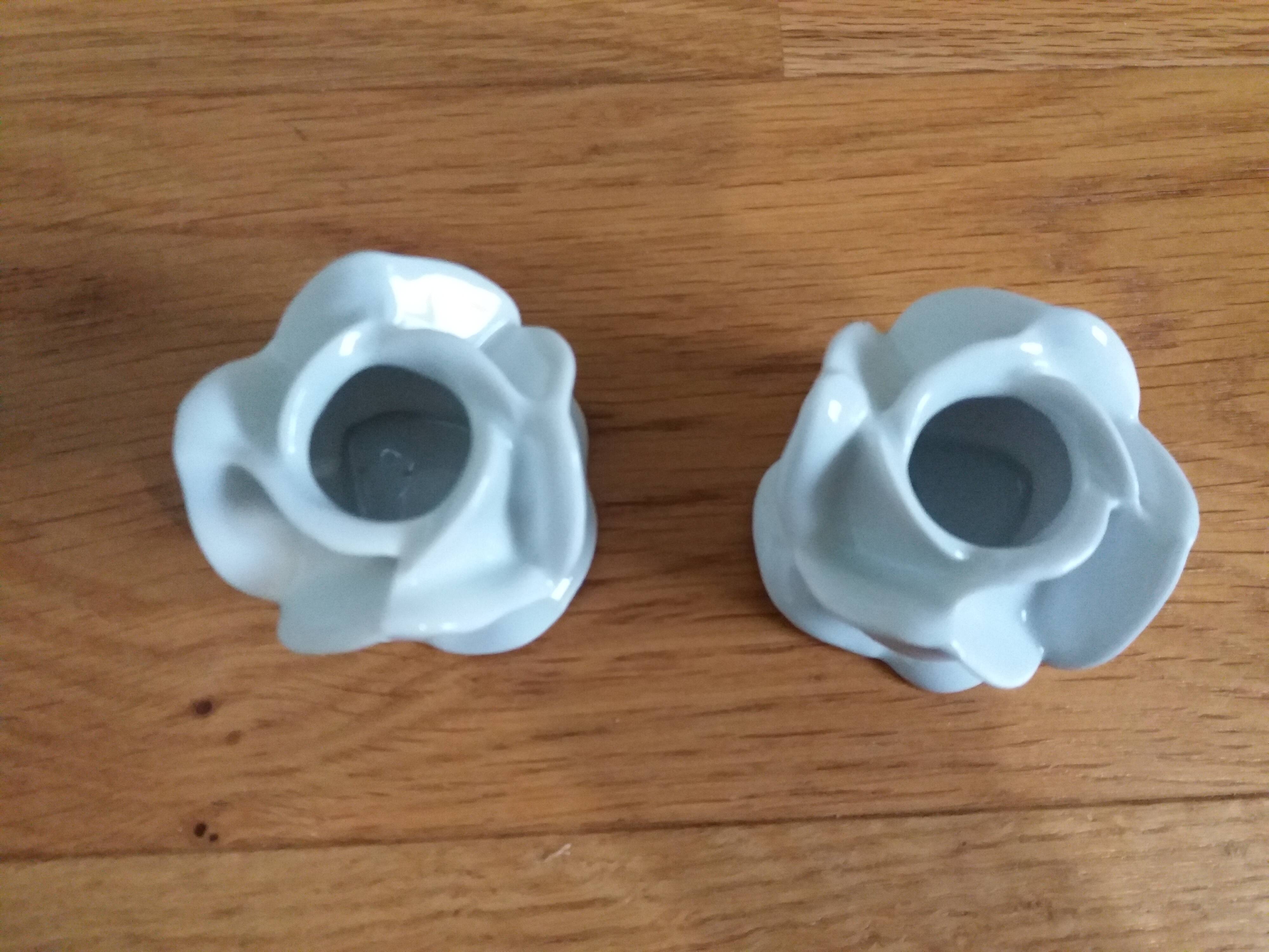 Porcelain pink flower candle holders