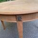 Round extendable dining table stripped in cherry wood with Louis XVI marquetry 1