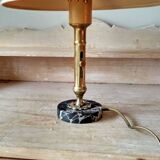 Table lamp with brass candle holder and marble base