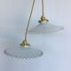 Pair of white opaline suspensions and serrate edges