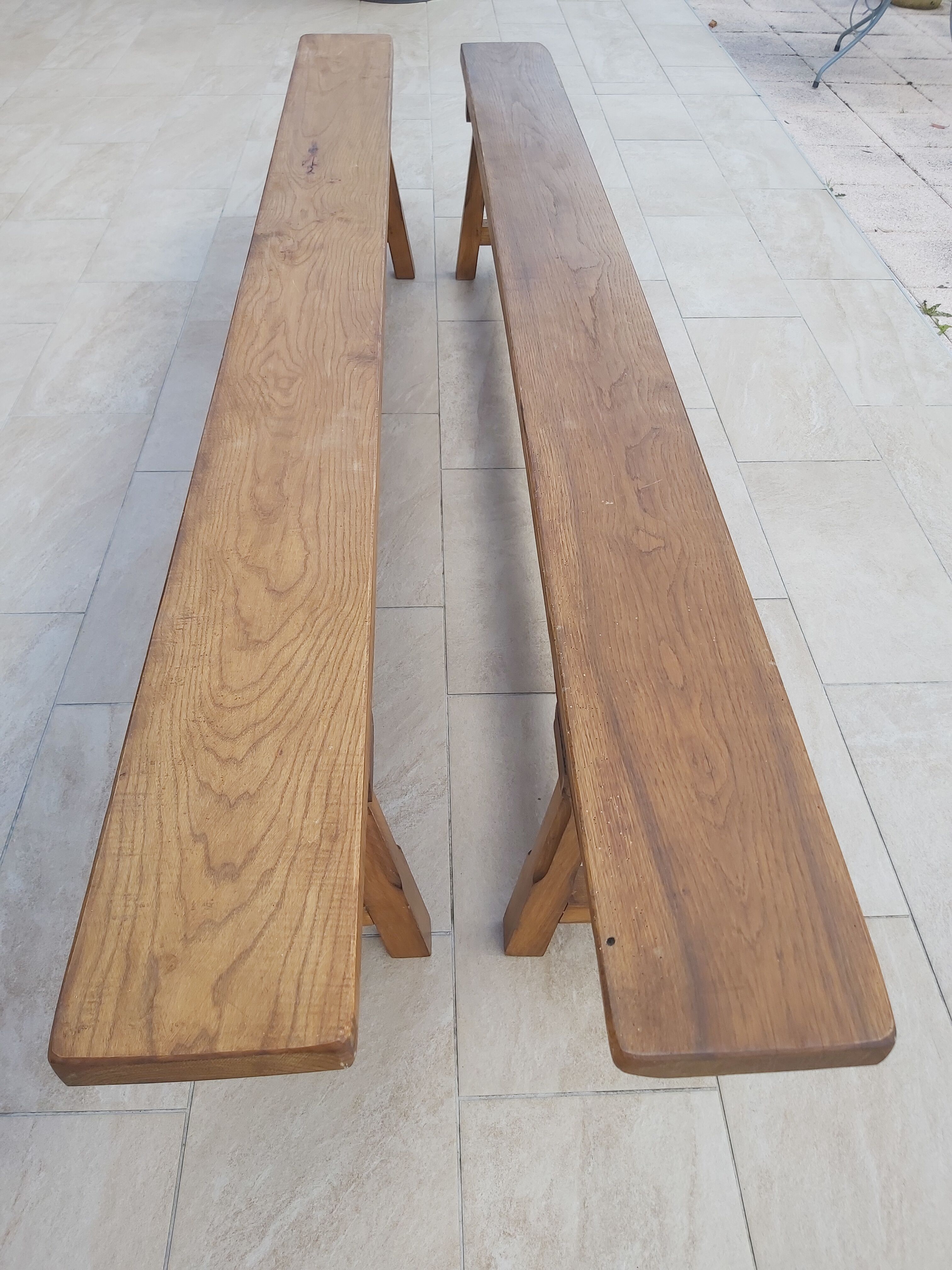 Paire de bancs de ferme 2m50