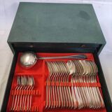 Box 2 drawers household 57 pieces christofle silver metal model "boreal"