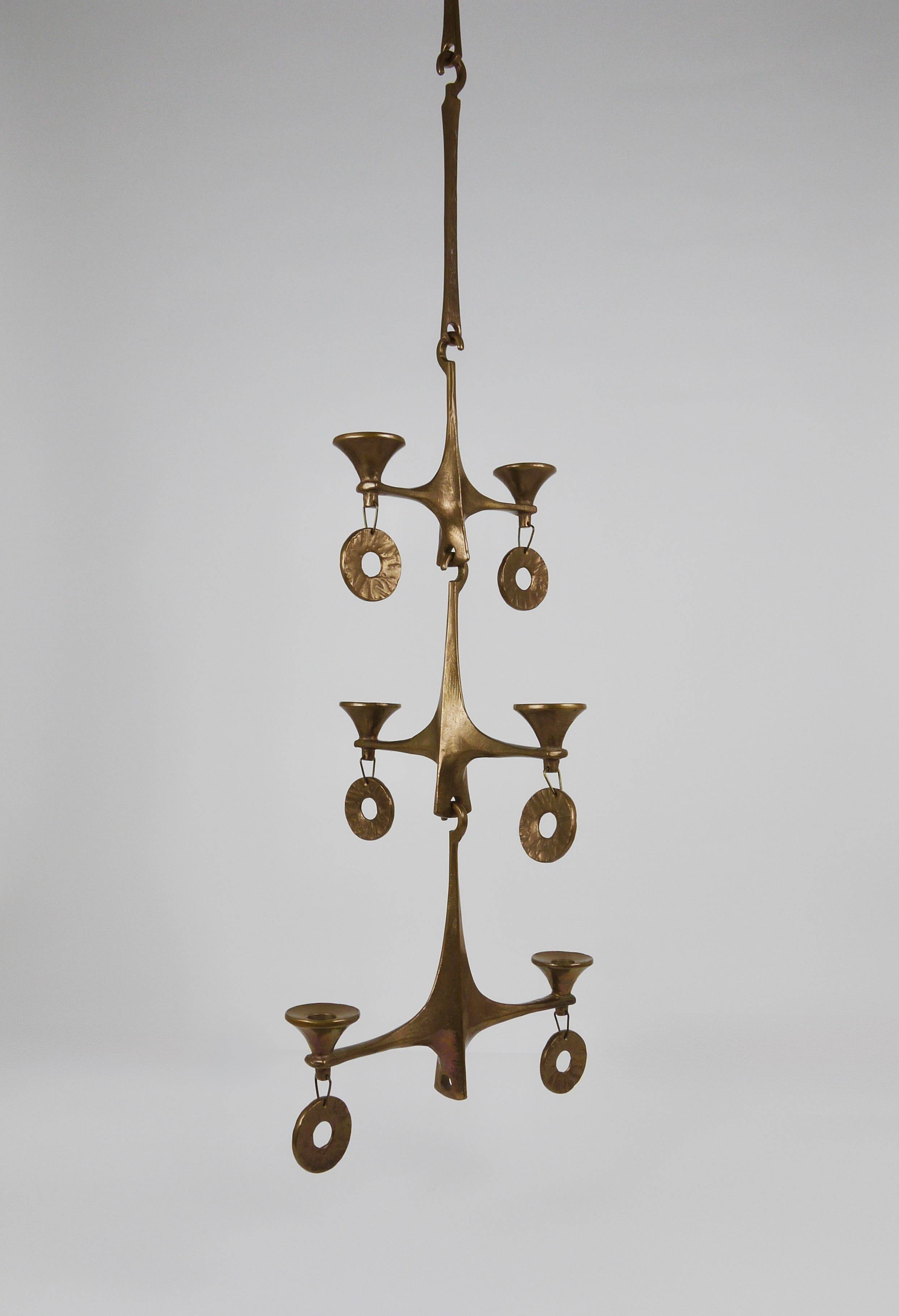 Grand Chandelier Suspended Candelabrum Brutalist Michael Harjes, 1970s