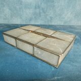 Vintage handkerchief box in philippine mother-of-pearl and circa brass 1970