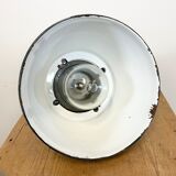 Dark grey explosion proof lamp with black enameled shade, 1970s