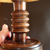 Vintage turned wooden candle holder lamp
