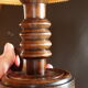 Vintage turned wooden candle holder lamp