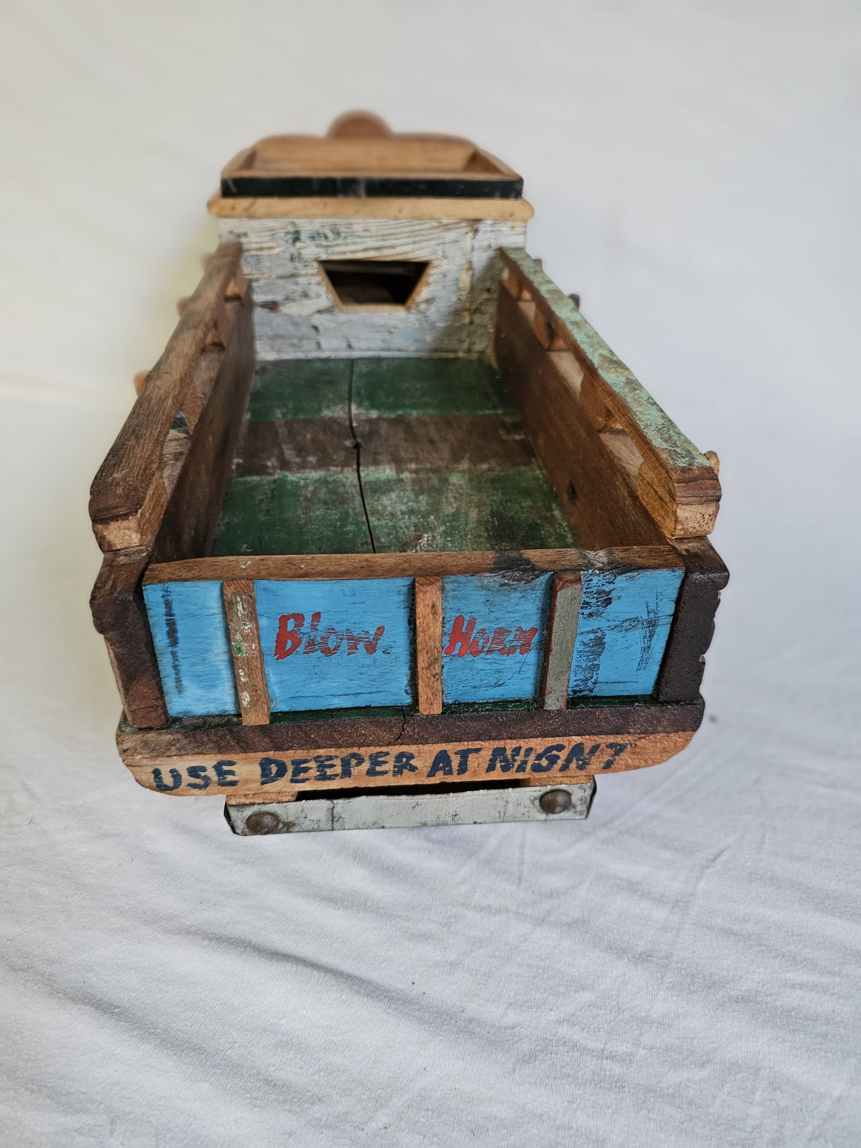 Indian tata truck handmade in polychrome wood