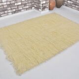 White Vintage Angora Wool Rug sku 1681